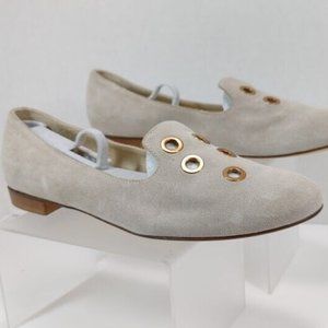 Skyler Blake™ Womens Riveted Premium Suede Flats Nude Made in Italy Size US 8.5